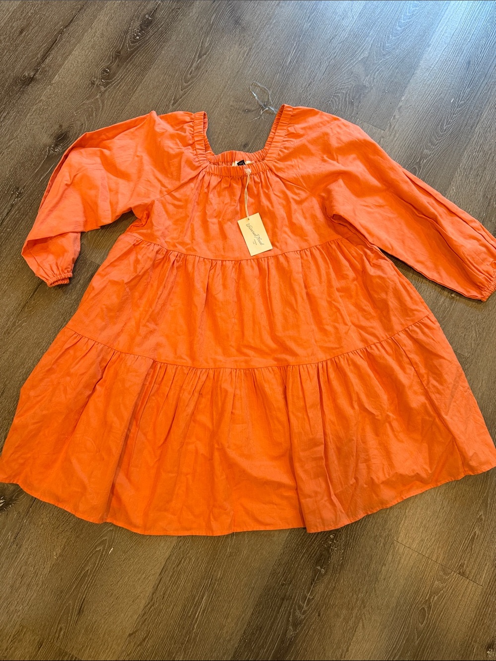 Universal Thread Orange Tiered Cotton Peasant Dress